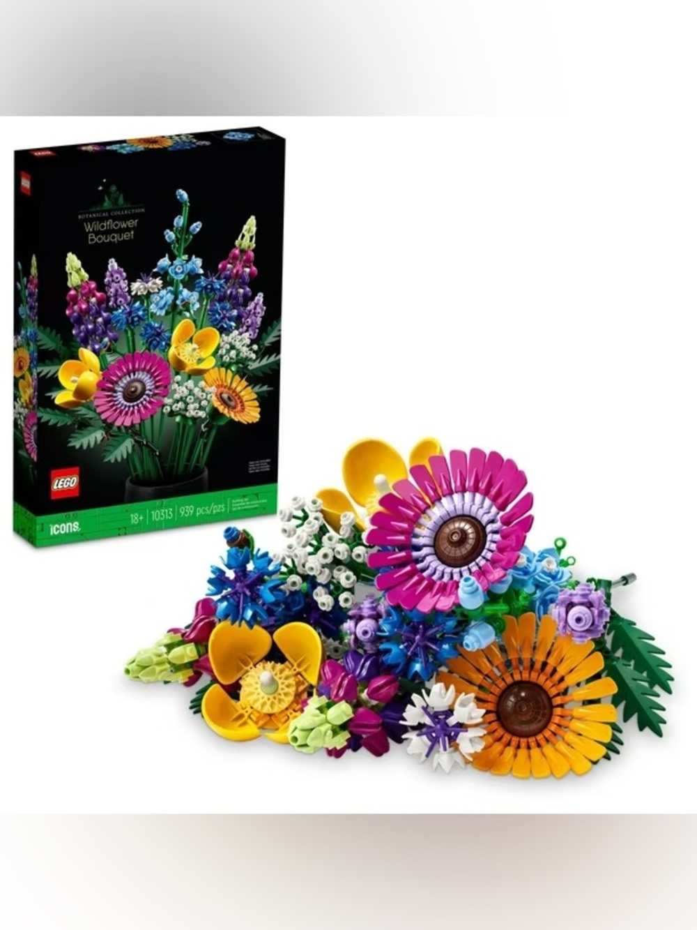 NIB LEGO Icons Wildflower Bouquet Building Set, 939 pcs